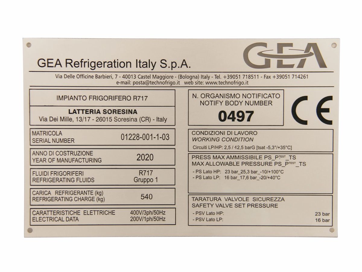 GEA Refrigeration - Targhe industriali - Nuova Incisoria